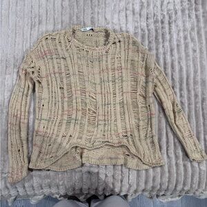 Zara Multicolor Distressed Knit Sweater
